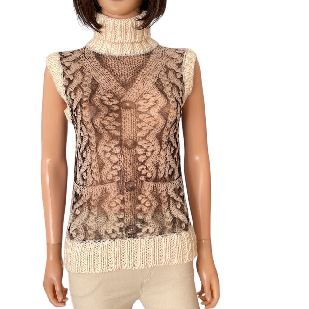 NWOT Vintage Jean Paul Gaultier Maill(e) Femme Trompe L’Oeil Knit Turtleneck